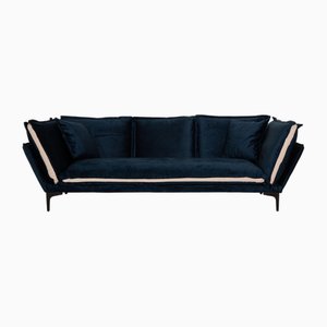 Aura Velvet Fabric Three Seater Blue Sofa from Iconx Studios