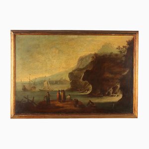 Marine Landscape with Figures, Oil on Canvas