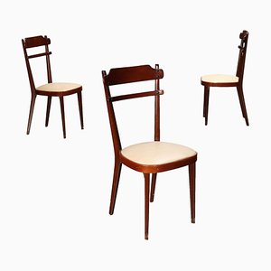 Vintage Chairs Leatherette & Beech Dining Chairs, Italy, 1960s, Set of 3