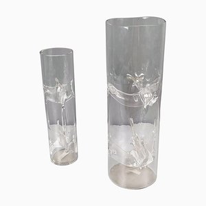 Italian Modern Murano Crystal Vases by Toni Zuccheri for Veart, 1970s, Set of 2
