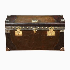 Curved Leather Trunk from Eymann, 1920s