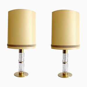 Large Mid-Century Glass and Brass Table Lamps from Kaiser Leuchten, 1960s, Set of 2