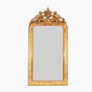 Espejo Louis Philippe de madera dorada de mediados del siglo XIX