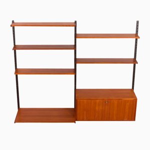 Danish Two-Bay Wall Unit in Teak with Secretary by Kai Kristiansen for Fm Mobler, 1960s