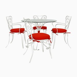 Lio Carminati zugeschriebener Outdoor Tisch und Stühle, Italien, 1958, 5 . Set
