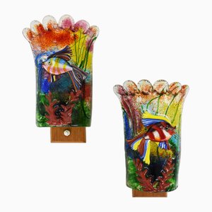 Massive Colored Murano Glass Aquario Wall Lights by Archimede Seguso for Seguso, 1960, Set of 2