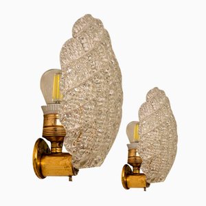 Lámparas de pared de cristal de Murano atribuidas a Ercole Barovier para Barovier & Toso, años 30. Juego de 2