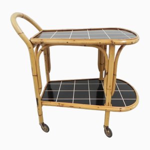 Bamboo Serving Trolley on Castors, 1950s