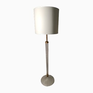 Floor Lamp Model 529 in Brass with Transparent Glass by Carlo Scarpa for Venini, 1940s
