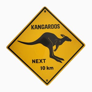 Cartel de canguros australianos vintage de Aussie Road Signs, 1985