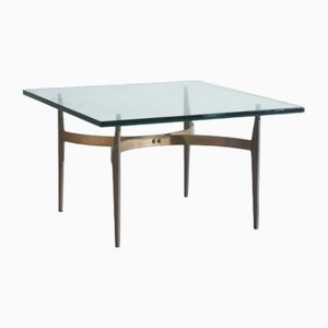 Table Basse Courbée en Laiton Massif attribuée à Max Ingrand pour Fontana Arte, 1950s