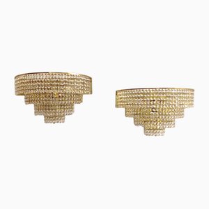 Crystal Wall Lamps. France, 1970s, Set of 2