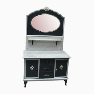 Dressing Table with Mirror in Carrara Marble & Wood, 1890s