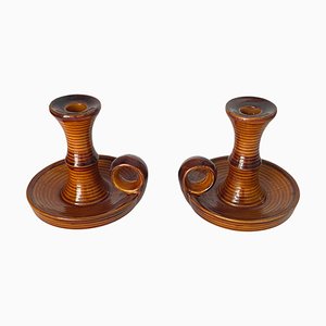 French Candleholders in Ceramic from Saint Clement, 1970s, Set of 2