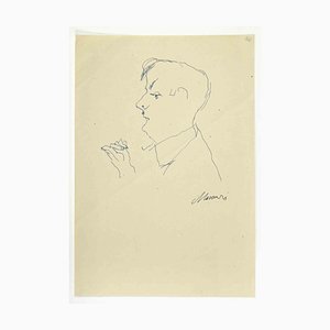 Mino Maccari, Profile, Dessin à l'Encre, 1960s