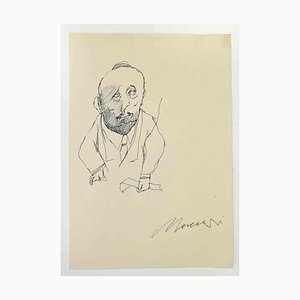 Mino Maccari, Portrait, Drawing in Ink, 1960s