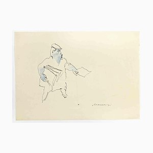 Mino Maccari, Newsie, Drawing in Ink, 1960s