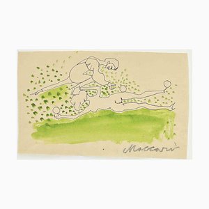 Mino Maccari, Fantasia verde, inchiostro e acquerello, anni '60