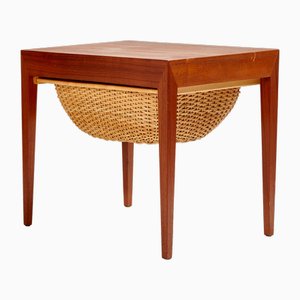 Tavolo da cucito in teak di Severin Hansen per Haslev Furniture Factory, anni '60