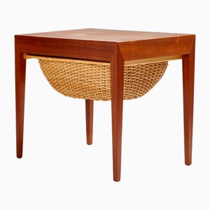 Teak Sewing Table by Severin Hansen for Haslev Furniture Factory, 1960s