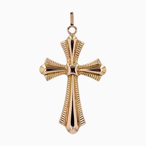 French 18 Karat Rose Gold Cross Pendant, 1890s