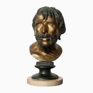 Busto antiguo de bronce del filósofo Séneca, Nápoles, siglo XX