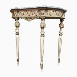 Italian Polychrome Painted Console Table with Marble