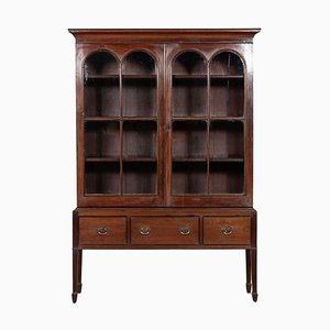 English Mahogany Arched Glazed Dresser Cabinet, 1910