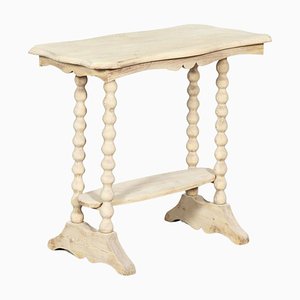 Antique English Bobbin Side Table in Bleached Pine, 1890