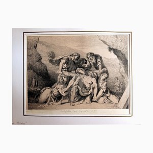 Hédouin after Eugene Delacroix, Une Pieta, Etching, 1844