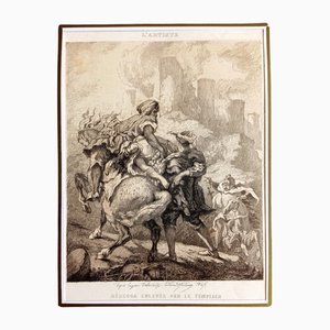 Hédouin dopo Eugene Delacroix, Rebecca enlevee par le templier, Incisione, 1846