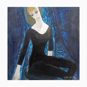 Laimdots Murnieks, Bailarina con leotardo negro, 1969, óleo sobre lienzo