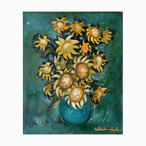 Laimdots Murnieks, Sunflowers, Oil on Cardboard