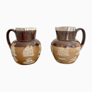 Harvest Jugs with Silver Rims from Doulton Lambeth, 1880s, Set of 2