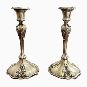 Silver Plated Ornate Candlesticks, 1890s, Set of 2