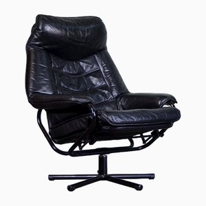 Norwegian Leather Swivel Chair from Skoghaug, 1960s