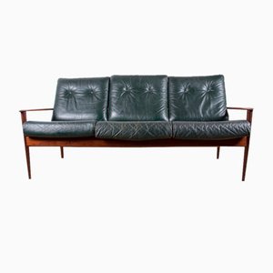 Dänisches Drei-Sitzer Sofa aus Palisander & Leder von Grete Jalk für Poul Jepessen, 1960