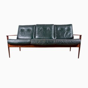Danish Three-Seater Sofa in Rosewood and Leather by Grete Jalk for Poul Jepessen, 1960