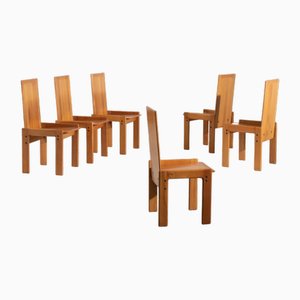 Chairs in Light Wood in the style of Carlo Scarpa for Cassina, 1970s, Set of 6