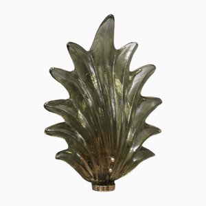 Vintage Wall Light in Murano Green Glass and Brass, 1990