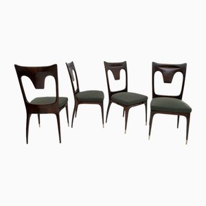 Mid-Century Modern Dining Chairs in Walnut and Bouclè by Ico & Luisa Parisi for Ariberto Colombo, 1950s, Set of 4