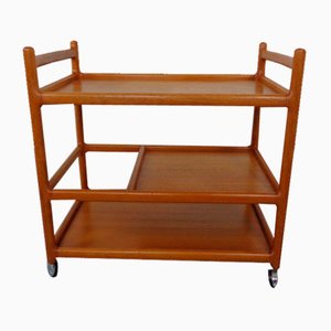 Carrello di servizio in teak di Johannes Andersen per CFC Silkeborg, Danimarca, anni '60