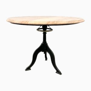 Antique Iron Table with Pink Marble Top