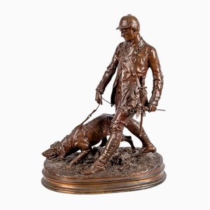 Figura Valet de Limier francesa de bronce de Pierre Jules Méne, década de 1870