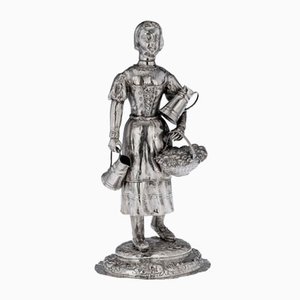 19th Century German Silver Figure of a Fruit Seller, 1880