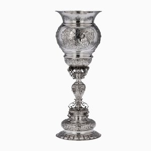 Copa de vino alemana de plata del siglo XIX, Hanau, década de 1850