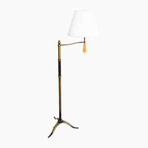 Brass & Leather Floor Lamp by Hugo Gorge for Kalmar, Austria, 1930s