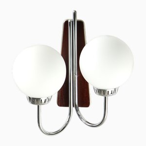 Mid-Century Italian Chrome & Opaline Glass Sconce