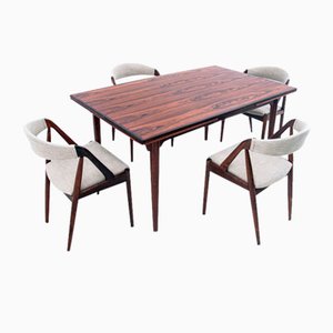 Rosewood Dining Table and Chairs, Denmark, 1960s, Set of 5