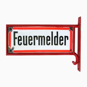 Art Nouveau Fire Alarm Sign in Enameled Cast Iron from Bürvenich, Cologne, Germany, 1890s